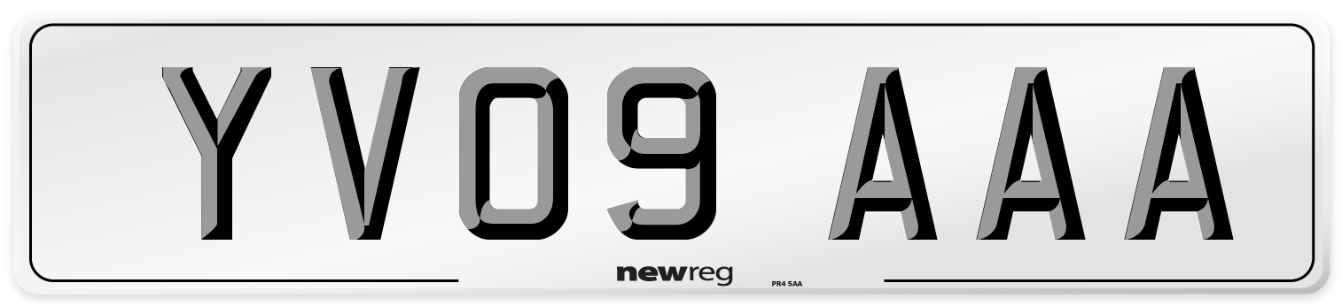 YV09 AAA Number Plate from New Reg